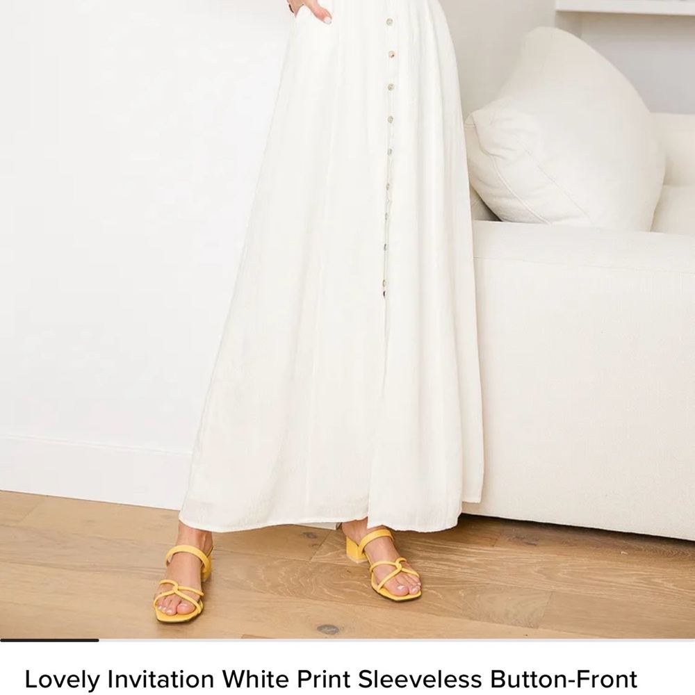White Sleeveless Button-Front Maxi Dress